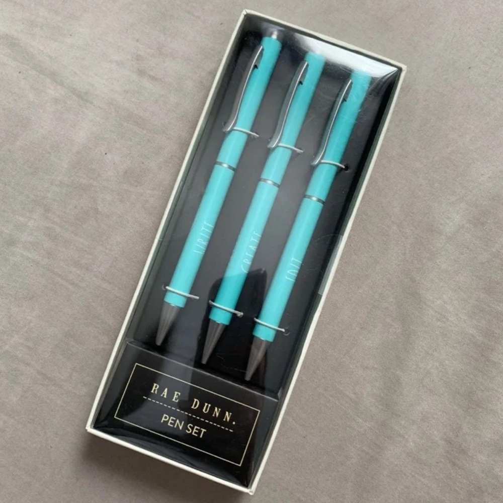 Rae Dunn Tiffany Blue Pen Set